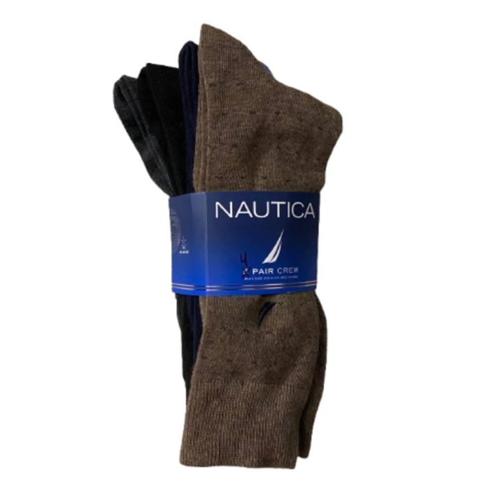 🆕 4-Pack Nautica Men’s Crew Casual Dress Socks Variety Pack